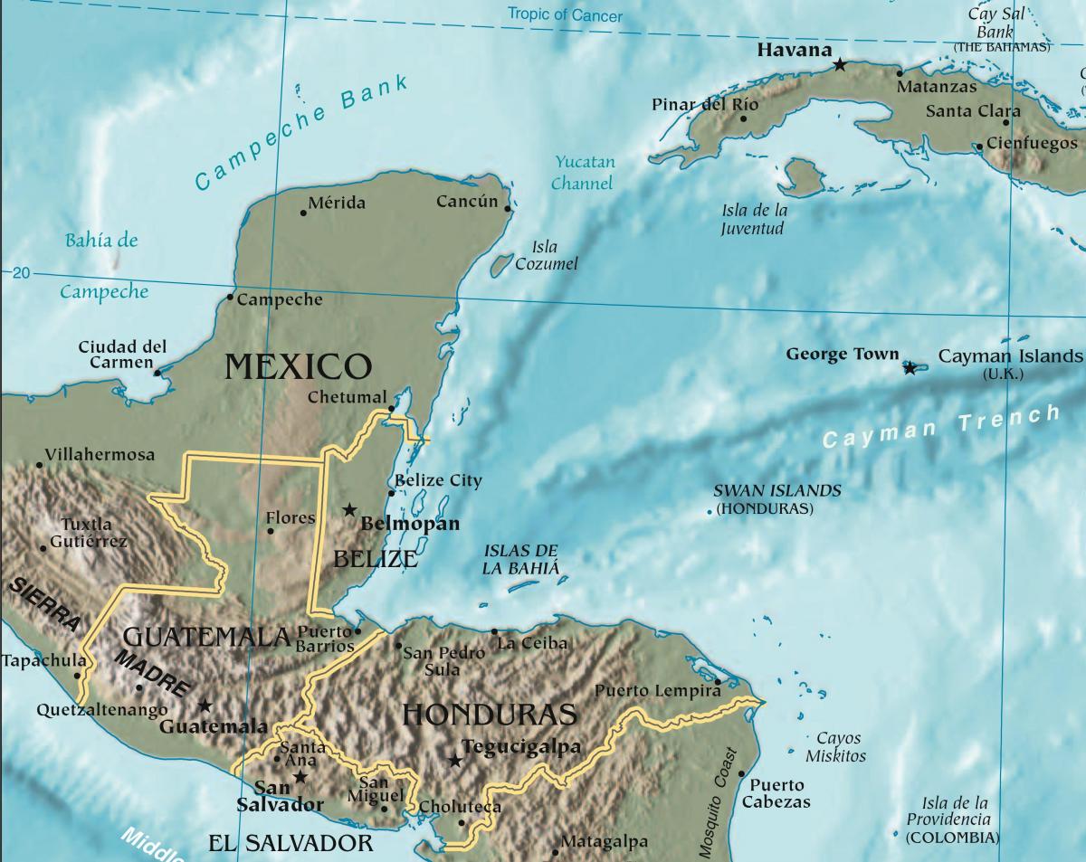 kort over bugten Honduras