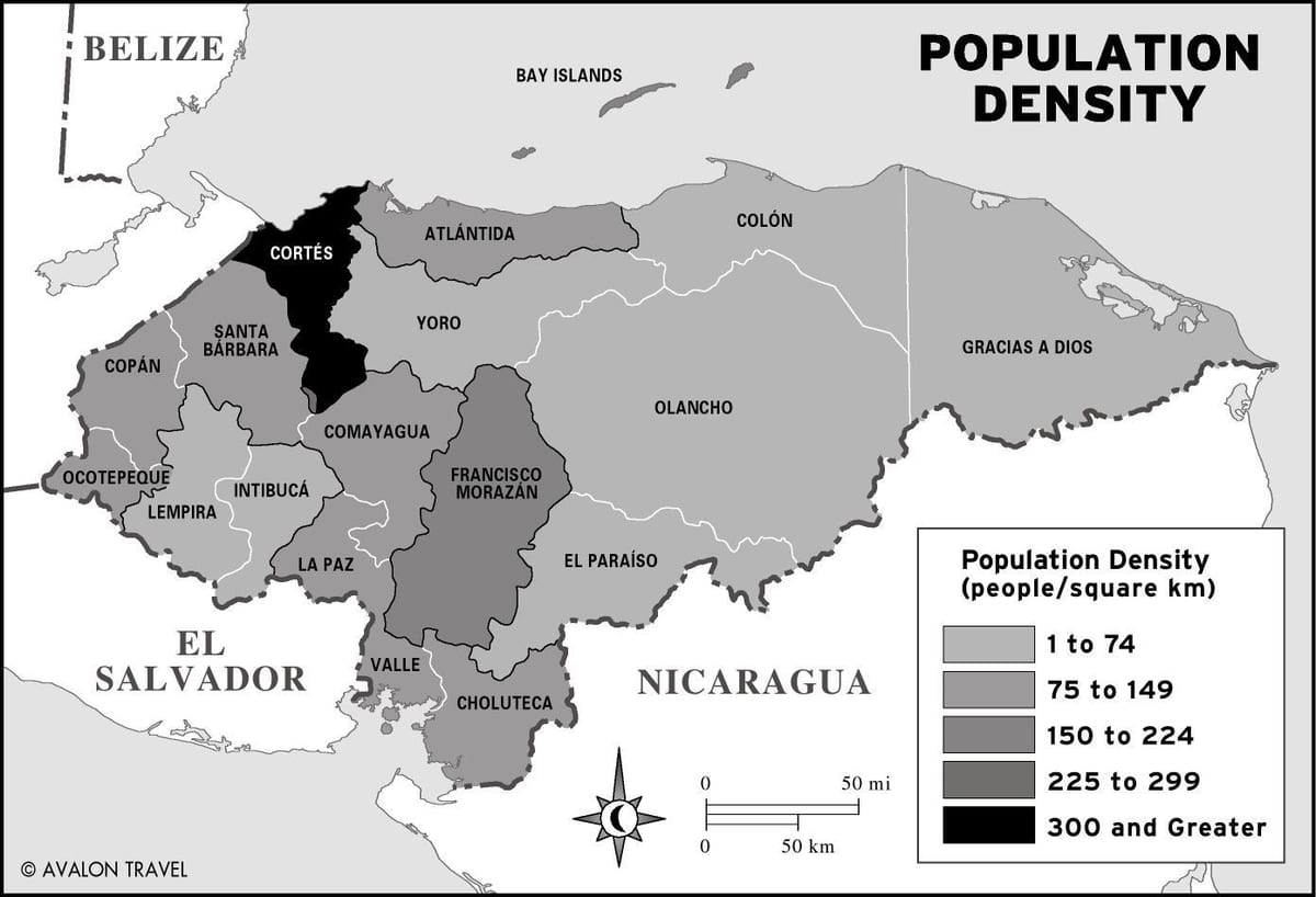 kort af Honduras befolkning