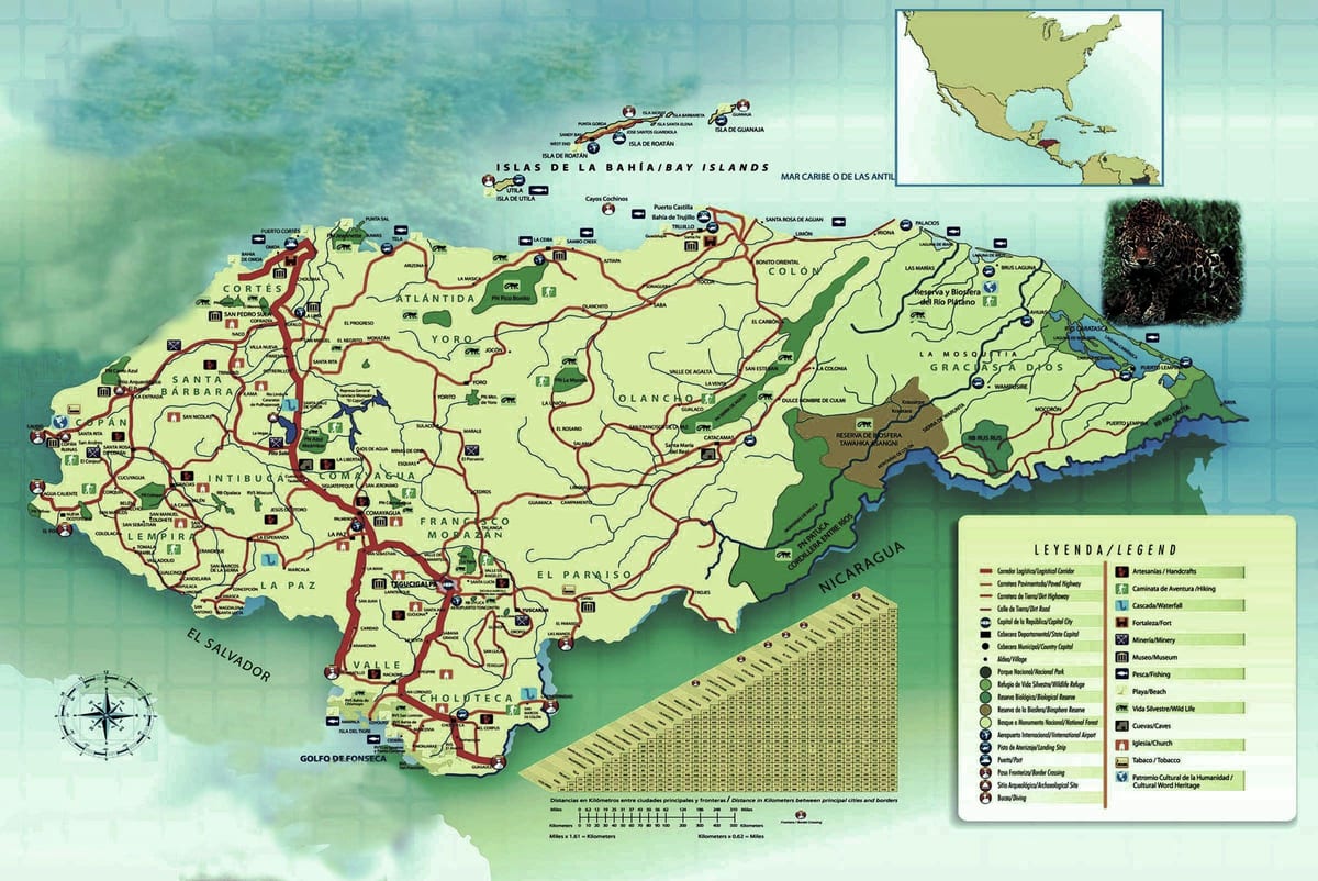 kort over Honduras geografi
