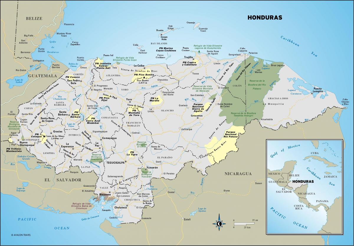 et kort over Honduras 