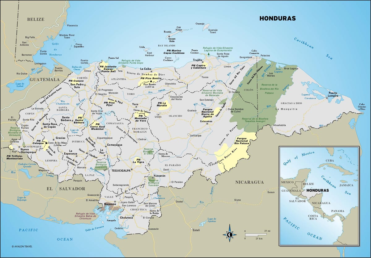 kort over Honduras turist
