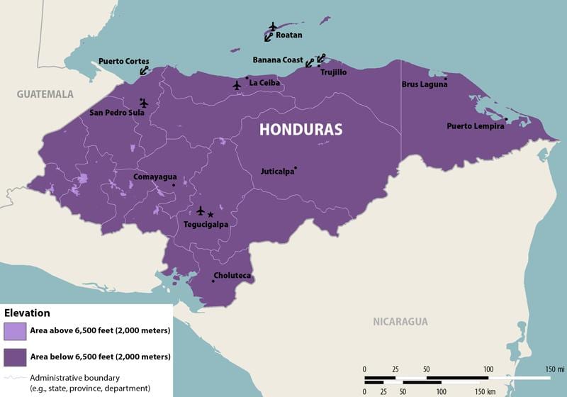 kort over Honduras zika