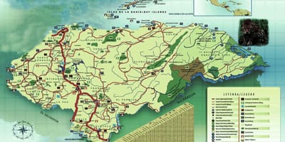 Kort over Honduras geografi