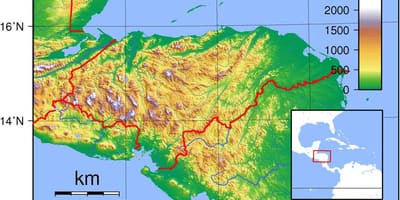 Kort over Honduras topografisk