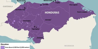 Kort over Honduras zika